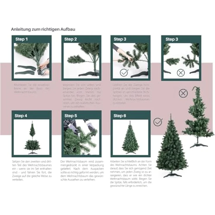 Künstlicher Weihnachtsbaum 220 cm Grün Tannenbaum Christbaum Tanne Unecht Weihnachtsdeko DecoKing Lena – Bild 7