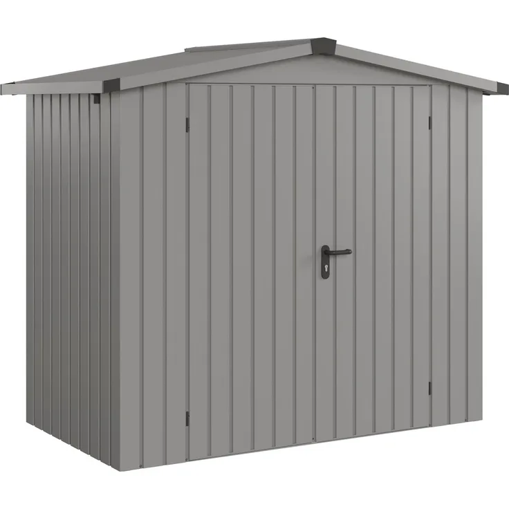 Hörmann Ecostar Metall-Gerätehaus "Euroline Trend" mit Satteldach ESD 3, graualuminium, 214 x 118 cm,2-flüglige Tür