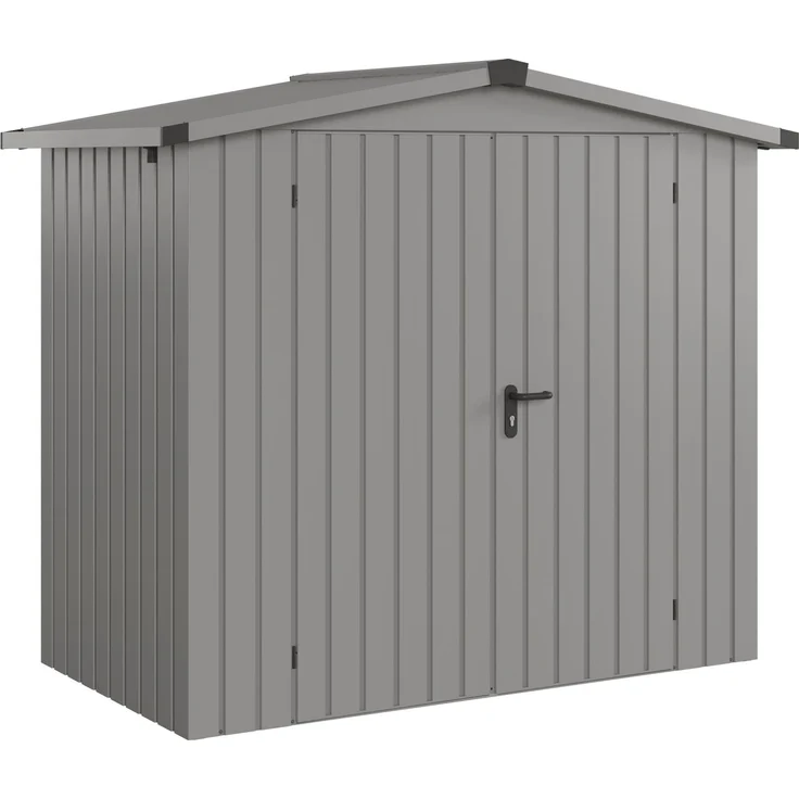 Hörmann Ecostar Metall-Gerätehaus "Euroline Trend" mit Satteldach ESD 3, graualuminium, 214 x 118 cm,2-flüglige Tür – Bild 1