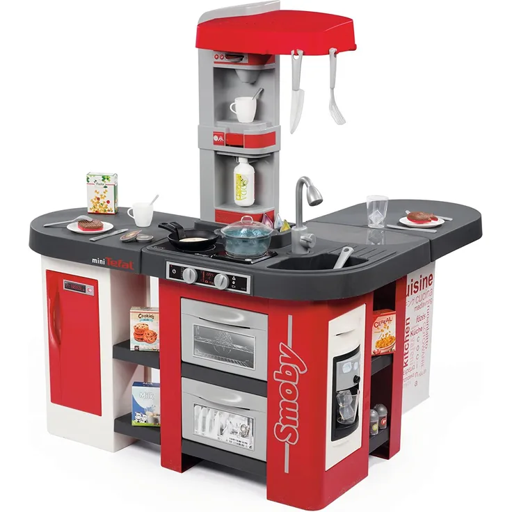SMOBY-Kitchen Studio XXL Bubble mit 38 Zubehörteilen, simuliert die Wirkung von kochendem Wasser, Kühlschrank, Backofen, Geschirrspüler, Eisspender, Kaffeemaschine, 7600311025