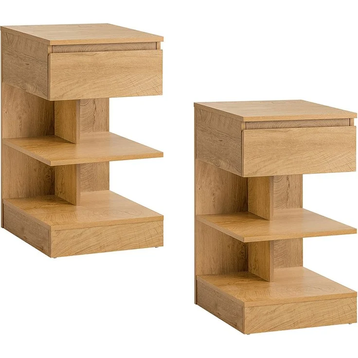 SoBuy FBT49-NX2 Nachttisch 2er Set, Spanplatte, Papierfurnier, Helle Eiche, 39 x 65 x 39 cm – Bild 1