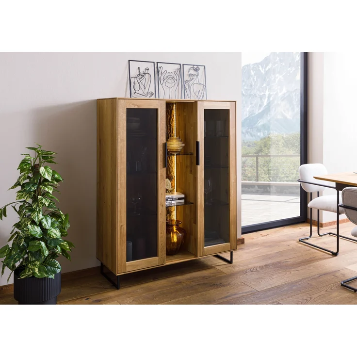 Highboard Wildeiche 112x43x145 natur geölt LINDAU #18 – Bild 3