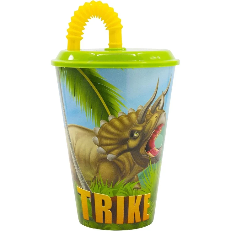 Dino Trinkbecher 430 ml mit Deckel und Strohhalm – Bild 2