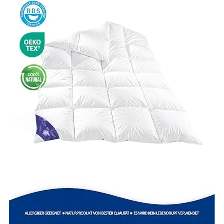 Welt der Träume Daunen-Bettdecke, 5% Daunen- / 95% Federnanteil, Baumwolle weiß, 135x200 cm – Bild 2