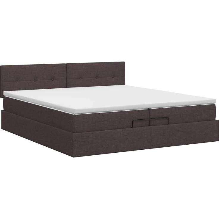 vidaXL Ottoman Bett mit Matratze Dunkelbraun 200 x 200 cm Stoff 3456354 – Bild 8