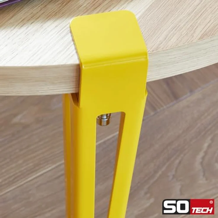 SO-TECH® Tischbein ColorLine in F-Form konisch zulaufend von 70 auf 40 mm, mit Klemmschraube (ohne Bohren) - gelb - Höhe 464 mm - 4x – Bild 6