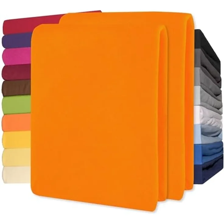 CelinaTex Jersey Spannbettlaken Lucina 200x200-200x220 cm orange 100% Baumwolle gekämmt bis 26cm Matratzenhöhe Oeko-TEX