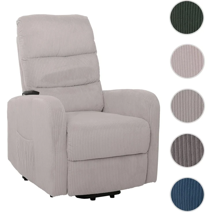 Fernsehsessel HWC-K62, Relaxsessel TV-Sessel Liege, Liegefunktion Aufstehhilfe, Metall Stofff/Textil Cord ~ hellgrau – Bild 11