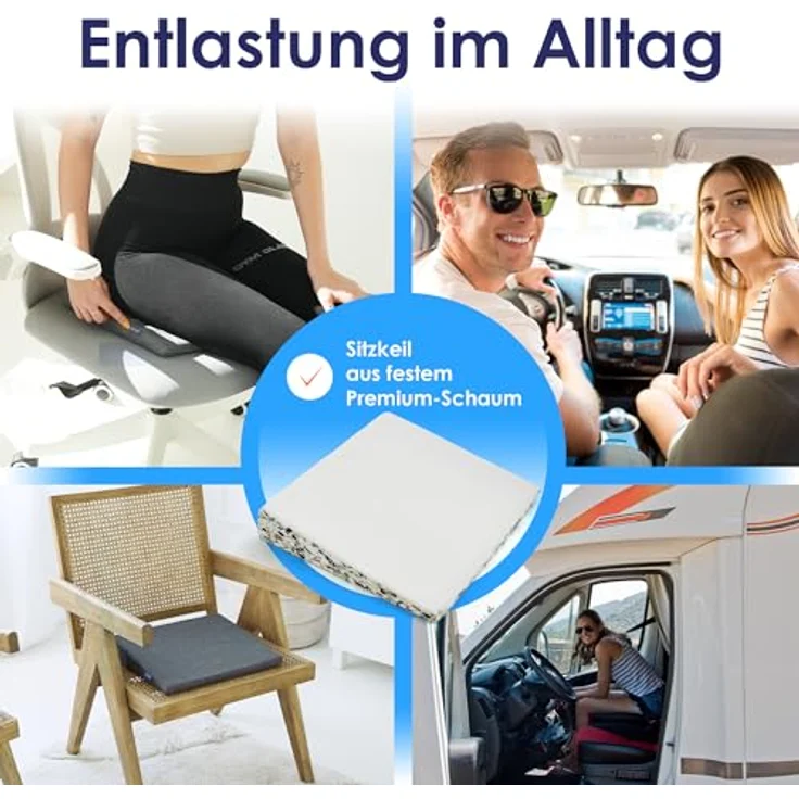 DYNMC you Keilkissen Stuhl - Test SEHR GUT - Sitzkissen Stuhl, Mit Physiotherapeuten Entwickelt - Ergonomisches Sitzkissen, Sitzerhöhung Erwachsene Entlastet Rücken, Erhöht Sitzkomfort – Bild 7