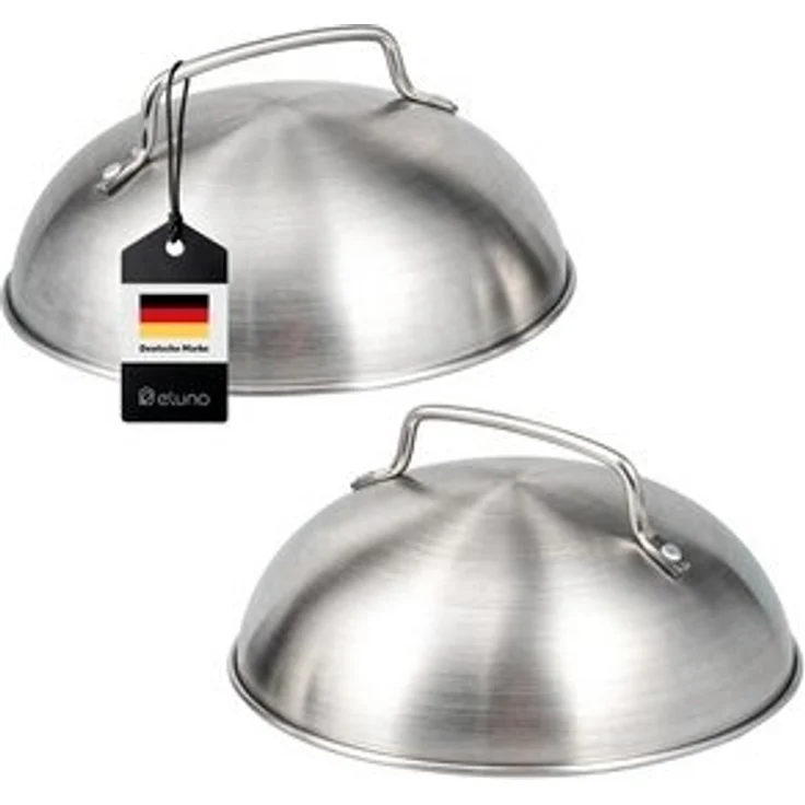 eluno Brathaube Burgerhaube 2er Set - 17,5 x 8,5 cm, Burger-Cover, Edelstahl – Bild 6