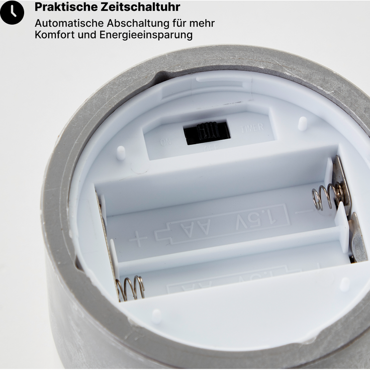 Brilliant Bougie LED-Kerzen 3er-Set - Grau/Rauchglast, warmweiß flackernd, 10 cm,12,5 cm,15 cm, batteriebetrieben, Dekoration für drinnen & draußen – Bild 7