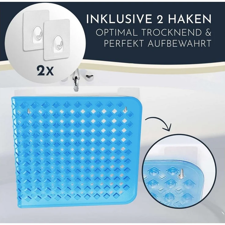 Homerella Badematte rutschfest Hautsensitiv 88x39cm, INKL. AUFHÄNGUNG, Antirutschmatte Badewanne BPA frei, Duschmatte schimmelresistent & maschinenwaschbar – Bild 2