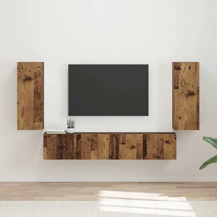 TV-Wandregal Wandmontiert 4 pcs Altholz Holzwerkstoff