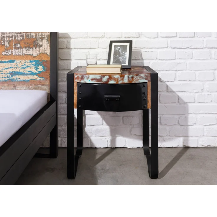 Nachttisch Altholz 50x40x60 mehrfarbig lackiert INDUSTRIAL #11 – Bild 3