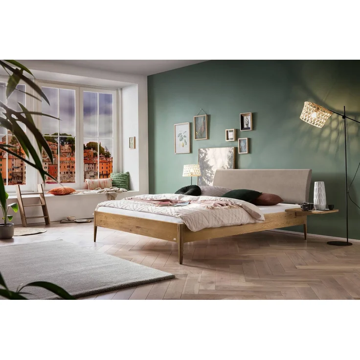 Hasena Massivholzbett Sestola Wildeiche mit Kopfteil 200x200 cm, Komforthöhe 25 cm – Lounge – Bild 2