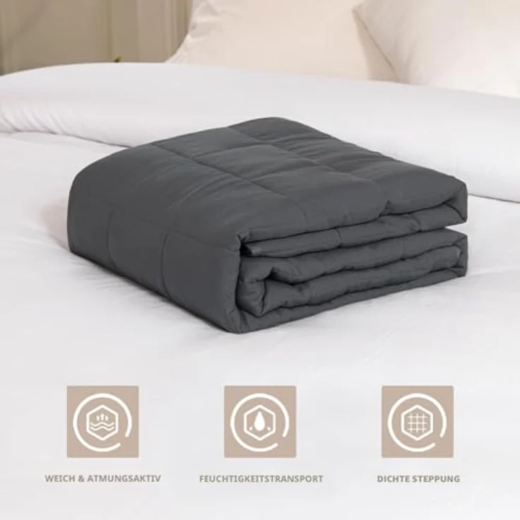 Good Nite Gewichtsdecke nur für Erwachsene 8kg (150x200 cm) - Schwere Decke zum Schlafen & Entspannungsdecke - Anti Stress Therapiedecke - Schlaf Weighted Blanket - Graue – Bild 4