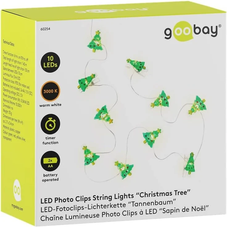 10er LED Fotoclips Lichterkette Tannenbaum Weihnachten Deko Beleuchtung Goobay 60254 – Bild 4