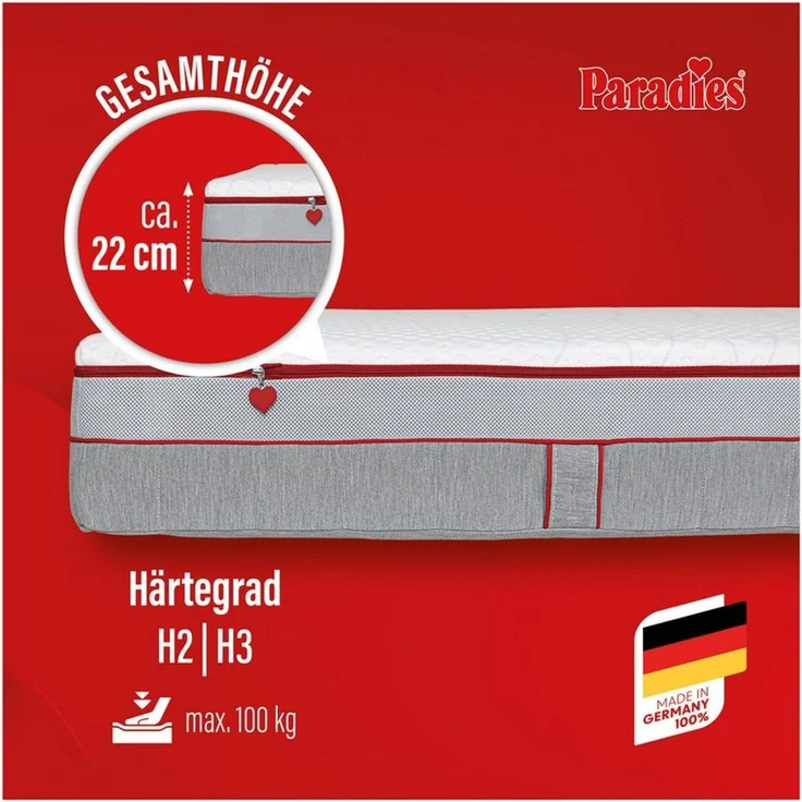 Federkernmatratze Neuheit: Paradies Perfekta TFK, 90x200, 140x200 cm & weitere Größen, Paradies, 22 cm hoch, Matratze mit 1.000 Federn für maximale Punktelastizität und Komfort – Bild 2