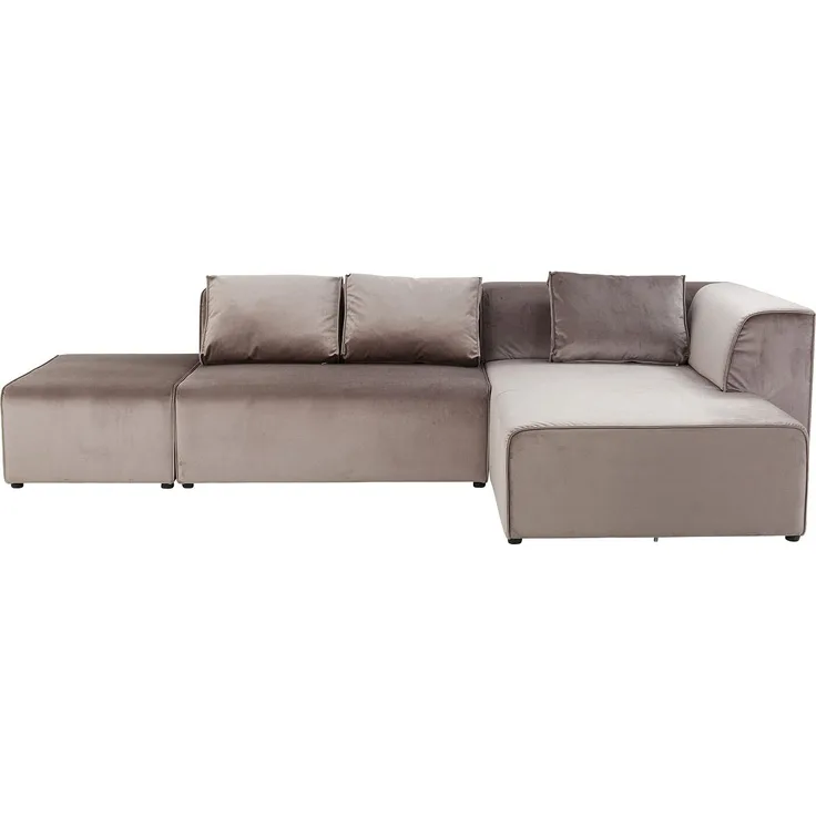 Kare Design Sofa Infinity Velvet Grau Exclusive, Polstersofa, Big Sofa, Lounge Sofa, Wohnzimmer Couch mit Sofakissen, individuell kombinierbar (H/B/T) 71x310x185cm