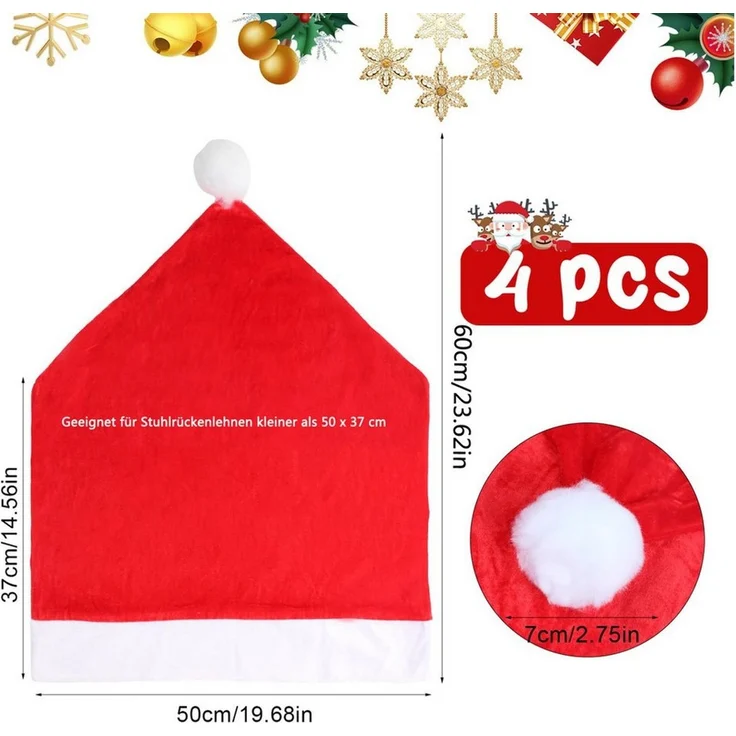 Bomiclss Stuhlhusse Weihnachten Stuhlhussen 4 Stück Stuhlbezug Rot Stuhlüberzug, für Esszimmer Büro Dekoration Schwingstühle Bezüge Weihnachts Deko – Bild 3