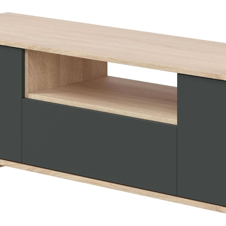 Habitdesign Zaira, TV-Schrank, Wohnzimmermöbel, Finish in kanadischer Eiche und Anthrazit, Maße: 150 cm (B) x 46 cm (H) x 41 cm (T) – Bild 3