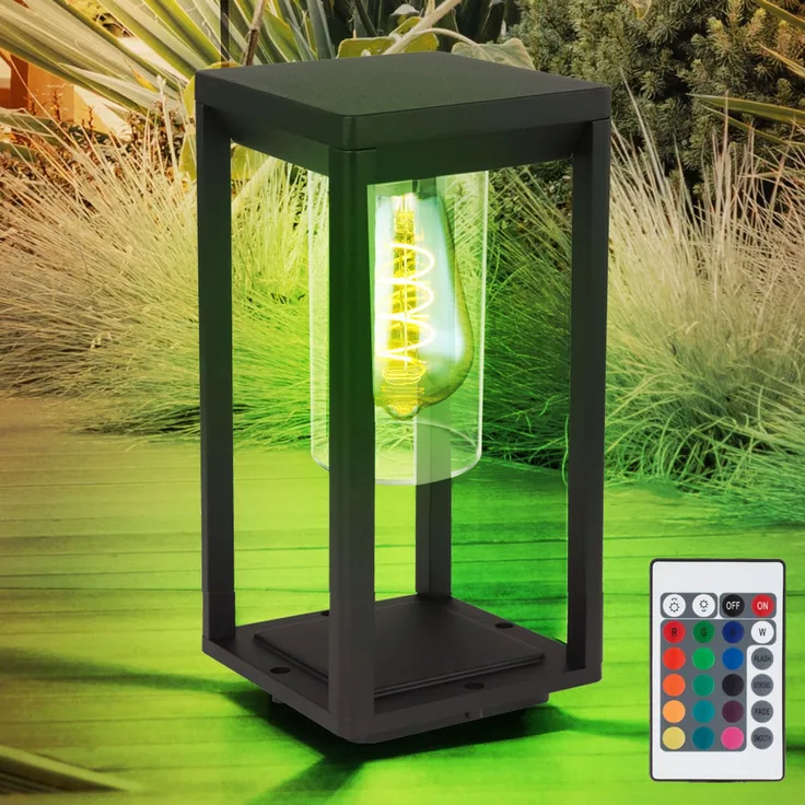 RGB LED Stehleuchte, ALU, schwarz-matt, klar, H 35 cm, CANDELA