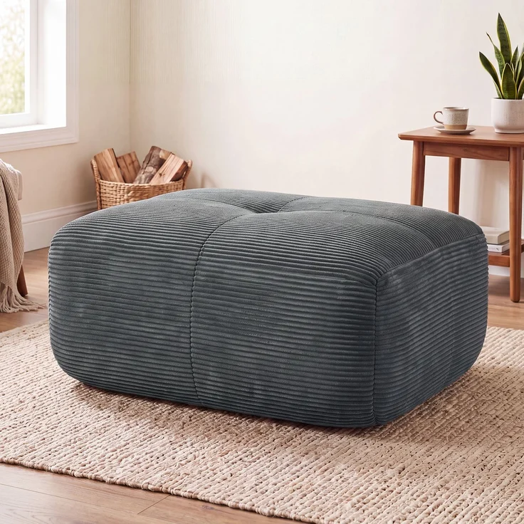Hamlet Ottoman Cordstoff-Grey--Herde--92.5x75x40cm--YOUDENOVA – Bild 2