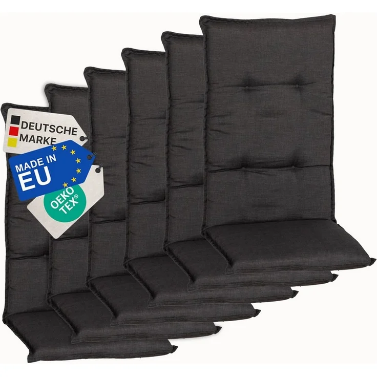 NYVI Hochlehnerauflage Hochlehner Auflagen 6er Set Barcelona - Gartenstuhlauflagen 118x50cm, (6 St), Stuhlauflage, Sitzauflage mit Halteband, UV-fest – Bild 1