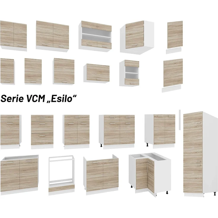 VCM Küchenmöbel Unterschrank Esilo 918639 Weiß / Sonoma-Eiche H. 82 x B. 40 x T. 46 cm – Bild 4