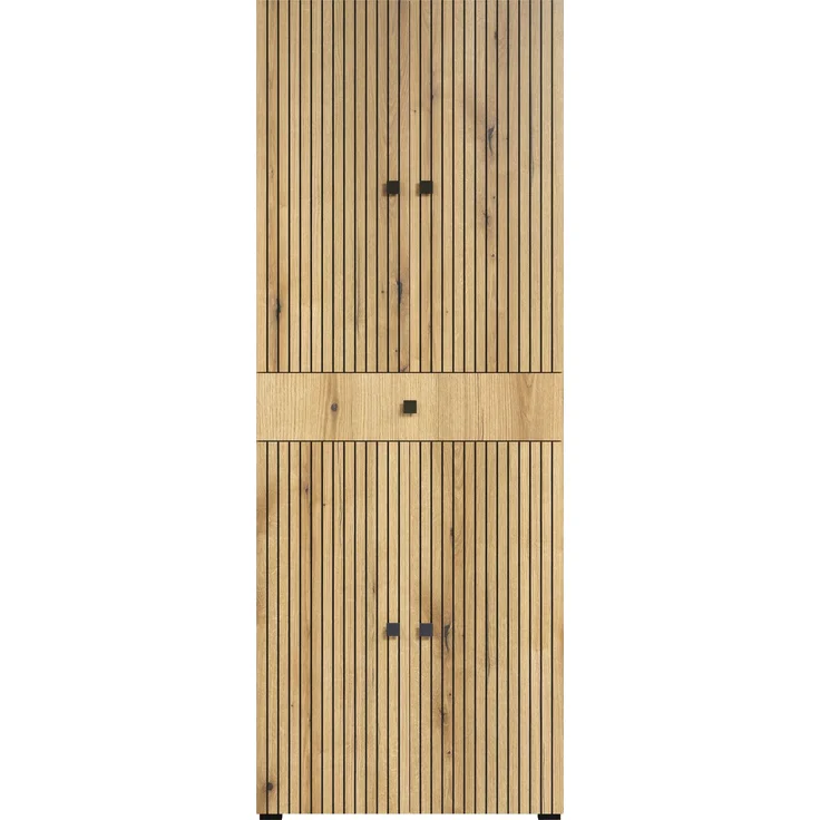 trendteam smart living - PureBliss - Waschbeckenunterschrank - Eiche - Waschtisch mit 3 offenen Fächern - (BxHxT) 90 x 79 x 53 cm - Badezimmerschrank mit Rillenoptik - edle Metallgriffe – Bild 2
