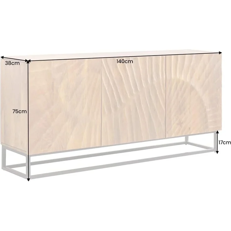 riess-ambiente Sideboard SCORPION 140cm braun, Massivholz · Metall · Kommode · 3D Schnitzereien · Wohnzimmer – Bild 3