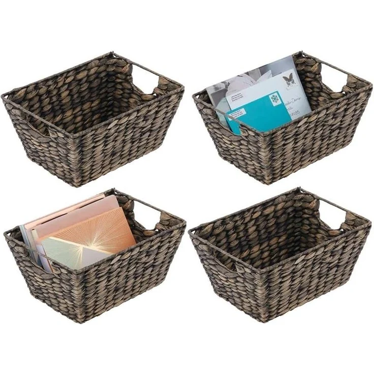 mDesign Aufbewahrungskorb Flechtkorb Wasserhyazinthe 4er Set Schwarz – Bild 9