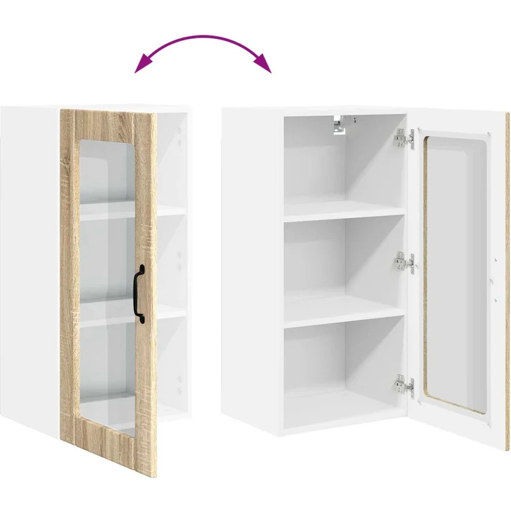 vidaXL Wandglas-Schrank PORTO Sonoma-Eiche 40 x 31 x 80 cm 885339 – Bild 11