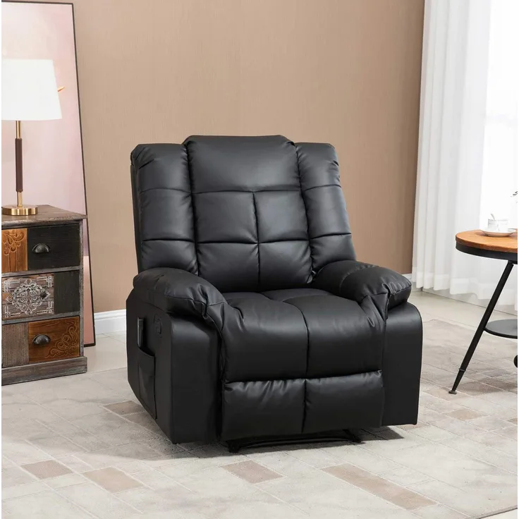 Massagesessel aus Kunstleder mit 8-Punkt-Massage, 99x94x99 cm, Schwarz