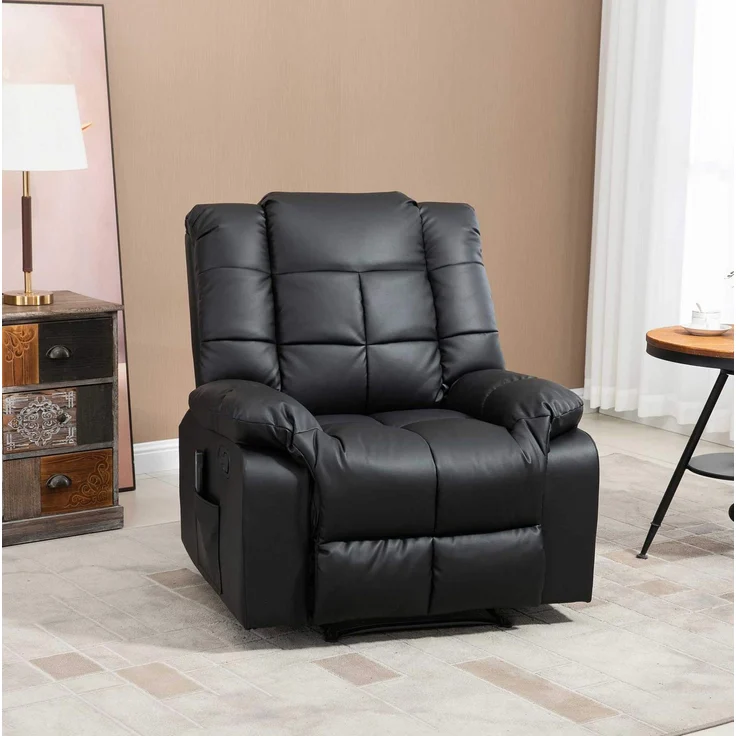 Massagesessel aus Kunstleder mit 8-Punkt-Massage, 99x94x99 cm, Schwarz – Bild 1
