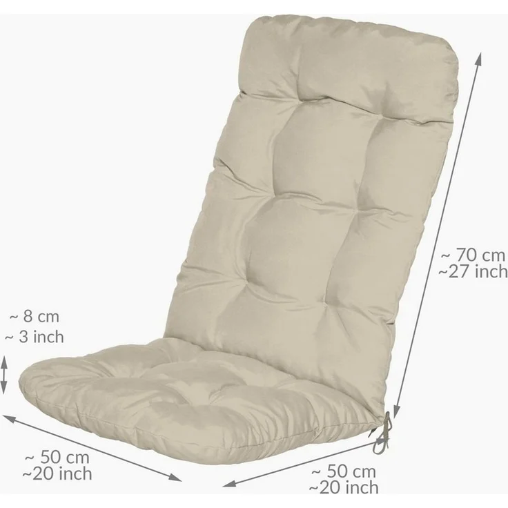 Beautissu Hochlehnerauflage 6er Set Hochlehner Auflagen Flair HL, 120x50x8cm, Natur, Sitzpolster Set für Gartenstühle Outdoor – Stuhlkissen für Hochlehner – Bild 1