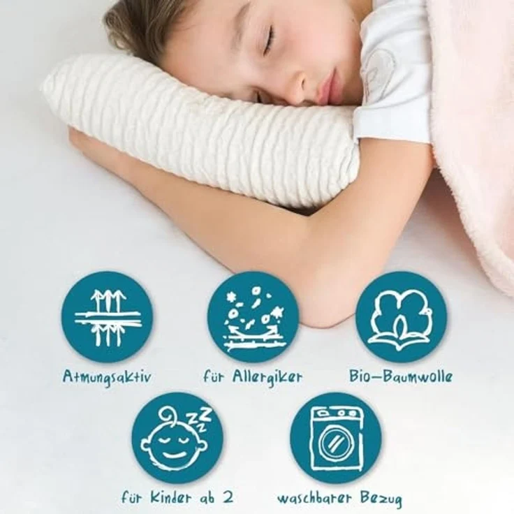 KNERST Kopfkissen Kinderkissen Memory Schaum 2-5 Jahre u. 6-10 Jahre, Füllung: CosyPUR Memory Gedächtnisschaum, Seitenschläfer, Bauchschläfer, Rückenschläfer, perfekte Balance zwischen Unterstützung und Gemütlichkeit – Bild 5