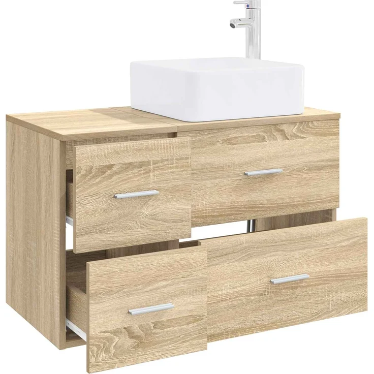 vidaXL Wandmontiertes Badezimmermöbel-Set 2 stk. Sonoma-Eiche 3403978 – Bild 3