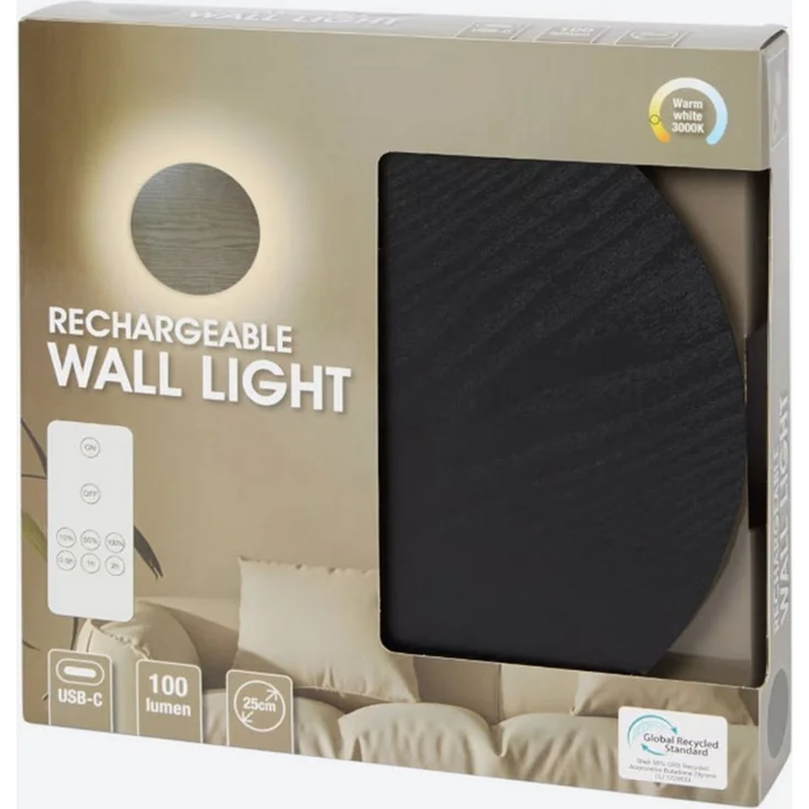 Spectrum LED Wandleuchte Wandleuchte aufladbar 18 bis 25 cm 100 Lumen, LED fest integriert