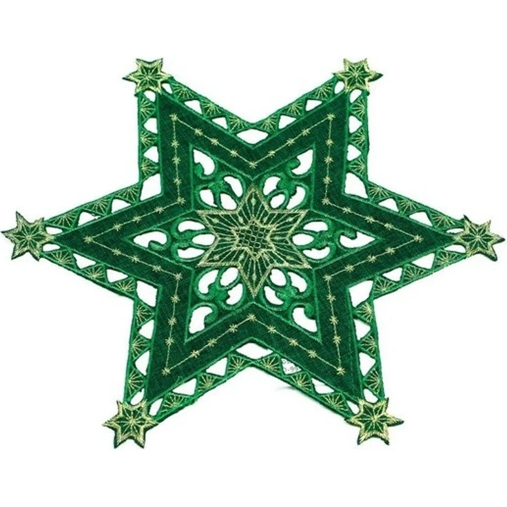 Haus und Deko Tischdecke Sterne Weihnachten Deckchen Advent bestickt Untersetzer Mitteldecke (1-tlg) – Bild 2