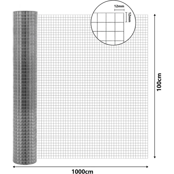 Home Nature Wohnkonzept Gartenzaun Maschendrahtzaun aus verzinktem Stahl, Silber, 12 x 12 mm Maschenweite, 1 x 10 m – Bild 2