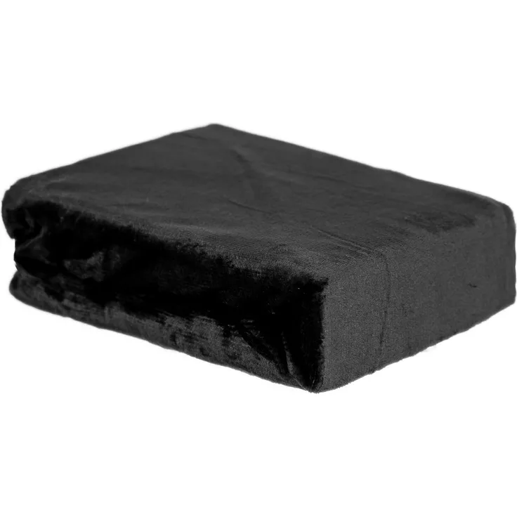 Plüsch Spannbettlaken 180-200 x 200 cm + 30 cm mit Rundumgummizug - Cashmere Touch 180 gsm Schwarz