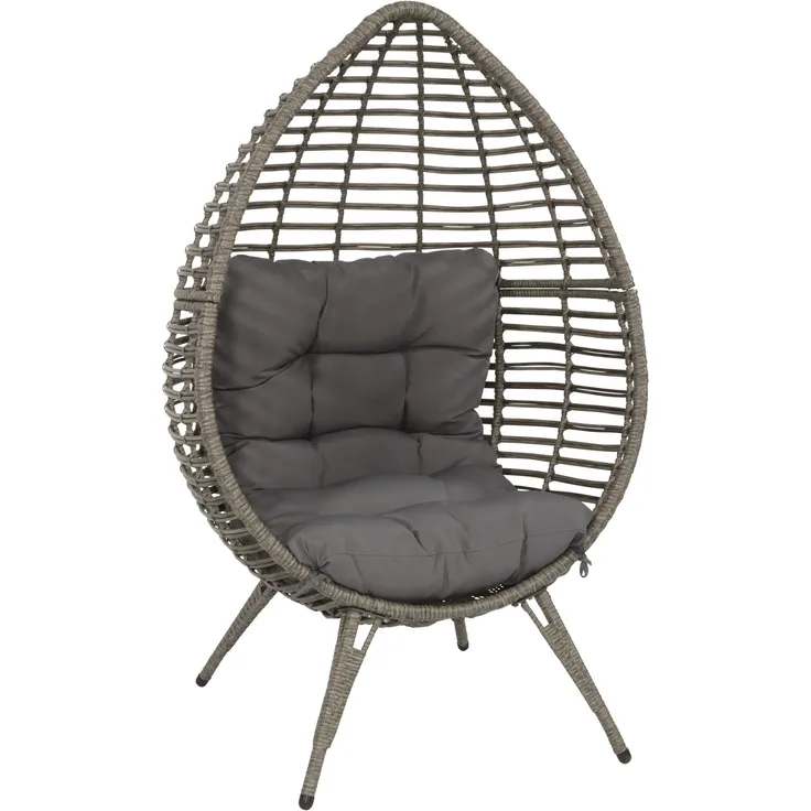Lesli Living Relaxsessel CHILL Garten Stuhl Sitzei Egg Polyrattan Grau