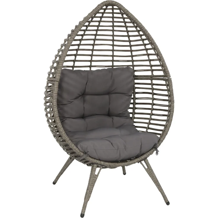 Lesli Living Relaxsessel CHILL Garten Stuhl Sitzei Egg Polyrattan Grau – Bild 1