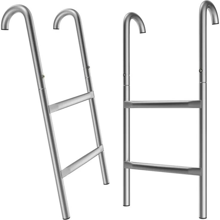 Monzana Trampolinleiter 66cm - 2 Metallstufen UV-beständig flexibel montierbar Sicherheitsleiter Einstiegsleiter