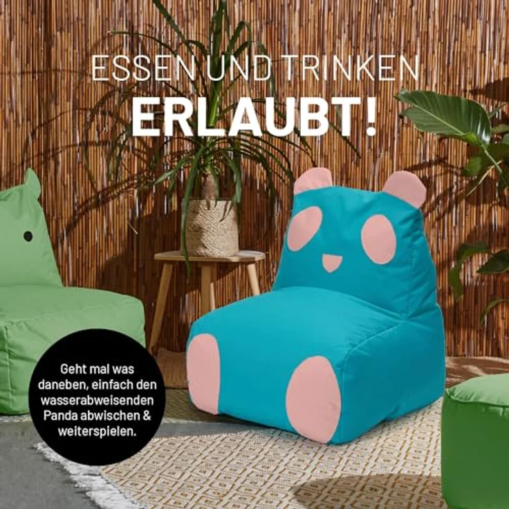 LUMALAND 'Animal Line Panda' Kindersitzsack, indoor & outdoor, Polyester türkis / pink, 180 l – Bild 6