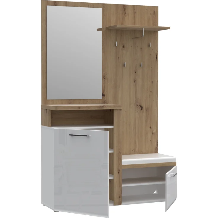 FORTE Tuluza Kleiderpaneel, Holzwerkstoff, Weiß/Braun, 128,8 x 201 x 43,4 cm – Bild 5