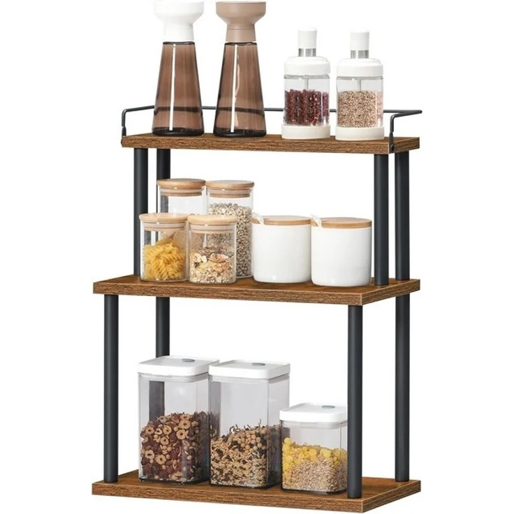 Hoobro Gewürzregal Küchenregal, Aufbewahrungsregal mit 3 Ebenen, Schreibtisch Organizer für Küchenarbeitsplatte, Schreibtisch, Arbeitszimmer, Büro – Bild 4