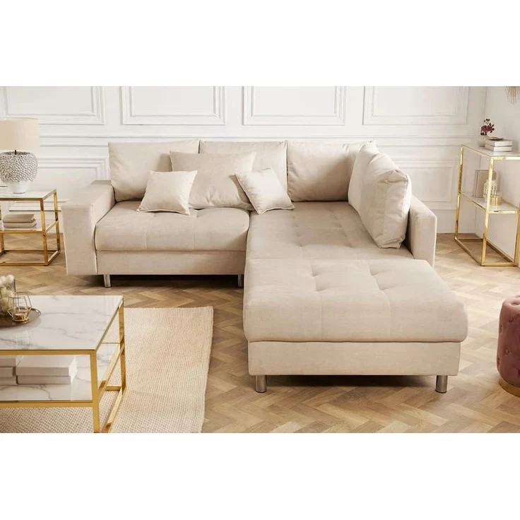 riess-ambiente Ecksofa KENT 220cm champagner beige, Einzelartikel 1 Teile, Wohnzimmer · Samt · L-Form · Ottomane beidseitig · Modern Design – Bild 4