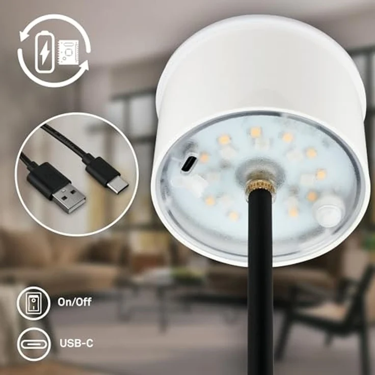 BRILONER – LED Tischlampe Kabellos, RGB Nachttischlampe Touch, Schreibtischlampe, Leselampe, Tischleuchte Outdoor & Indoor, USB-C, Camping Lampe, Warmweißes Licht und buntes Licht, Schwarz – Bild 6